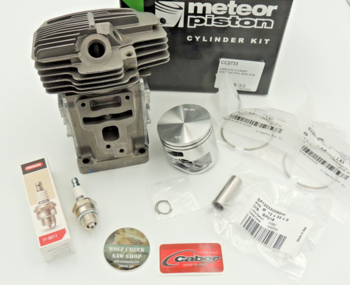 Meteor Nikasil cylinder and piston kit for Stihl MS311 MS391 49mm 3 bolt Italy