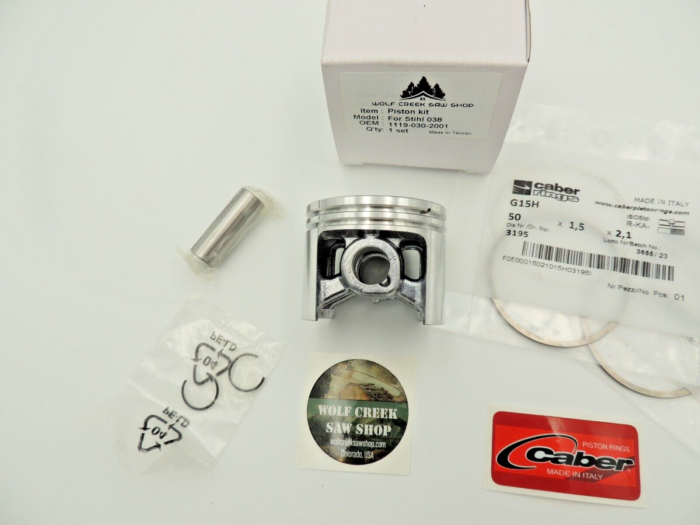 Piston kit with Caber rings for Stihl 038, 038 Super 50mm - Image 4